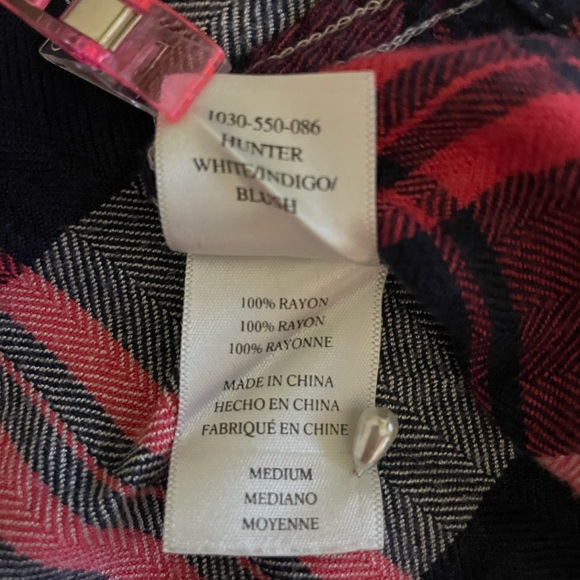 Rails Hunter Plaid Button Down Shirt –White/Indigo/Blush Soft Buttery Rayon - Picture 10 of 11